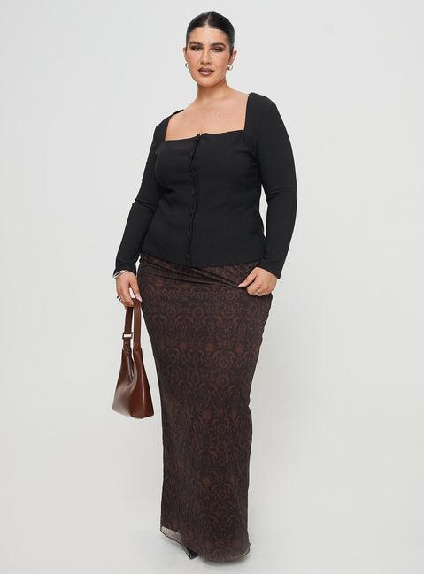 Gaskin Long Sleeve Top Black Curve Product Image