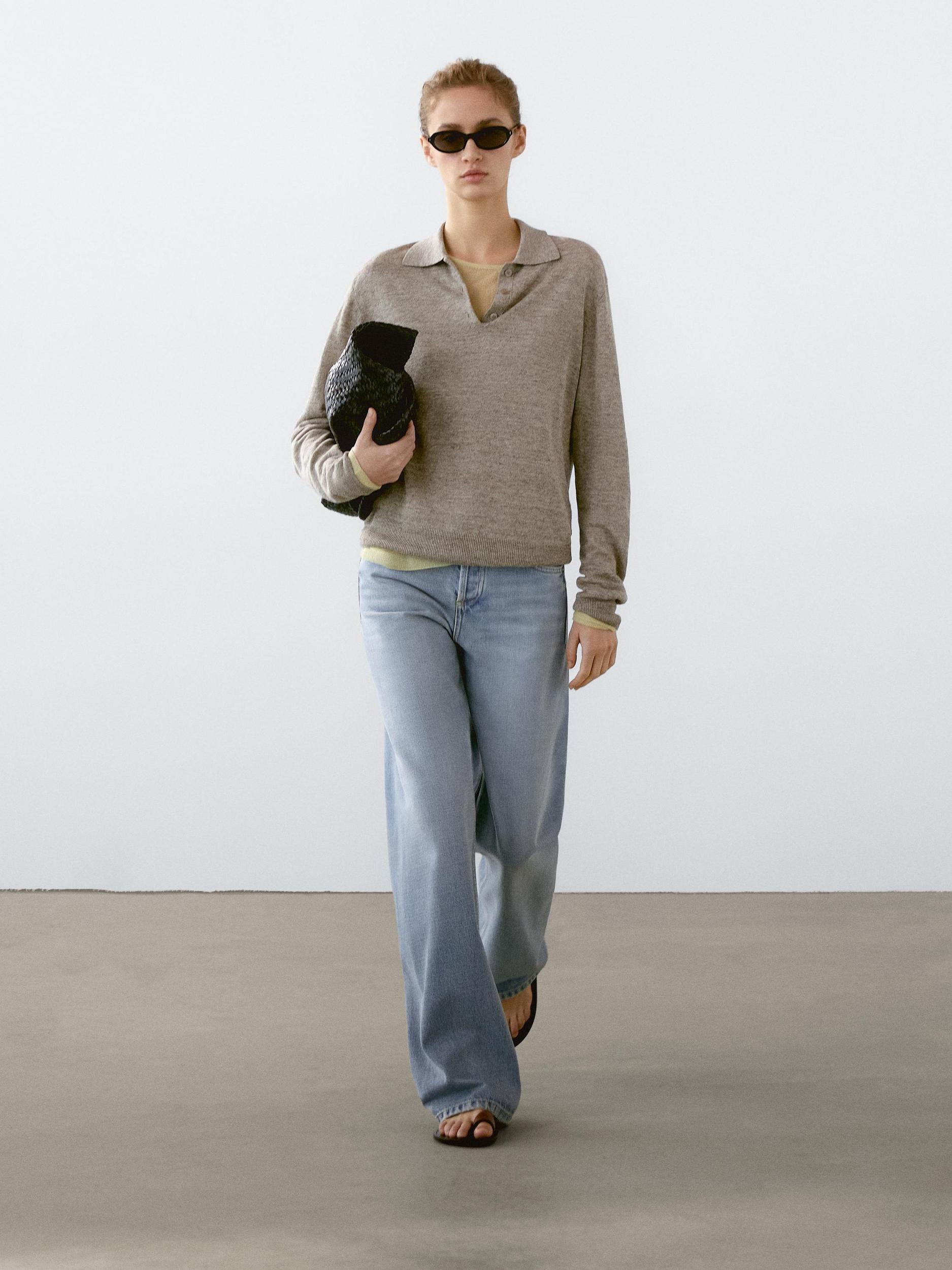 100% linen melange knit sweater Product Image