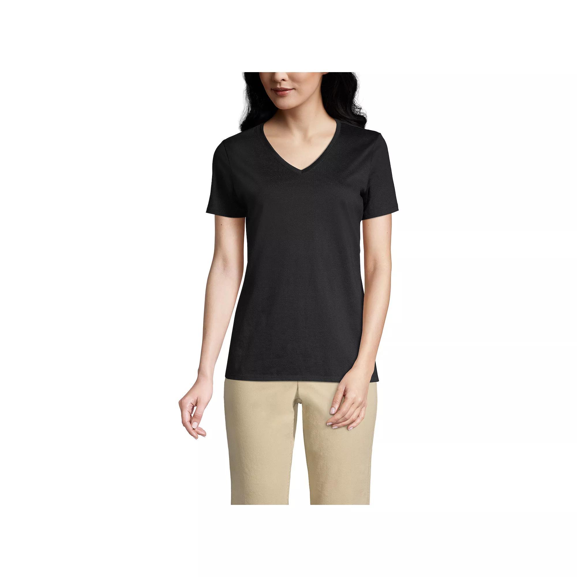 Womens Lands End Relaxed-Fit Supima Cotton V-Neck Tee Product Image