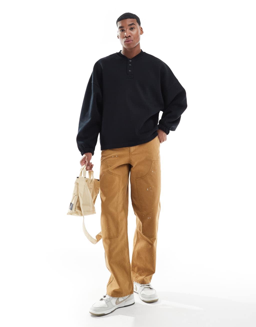 ASOS DESIGN extreme oversized sweatshirt in black Product Image
