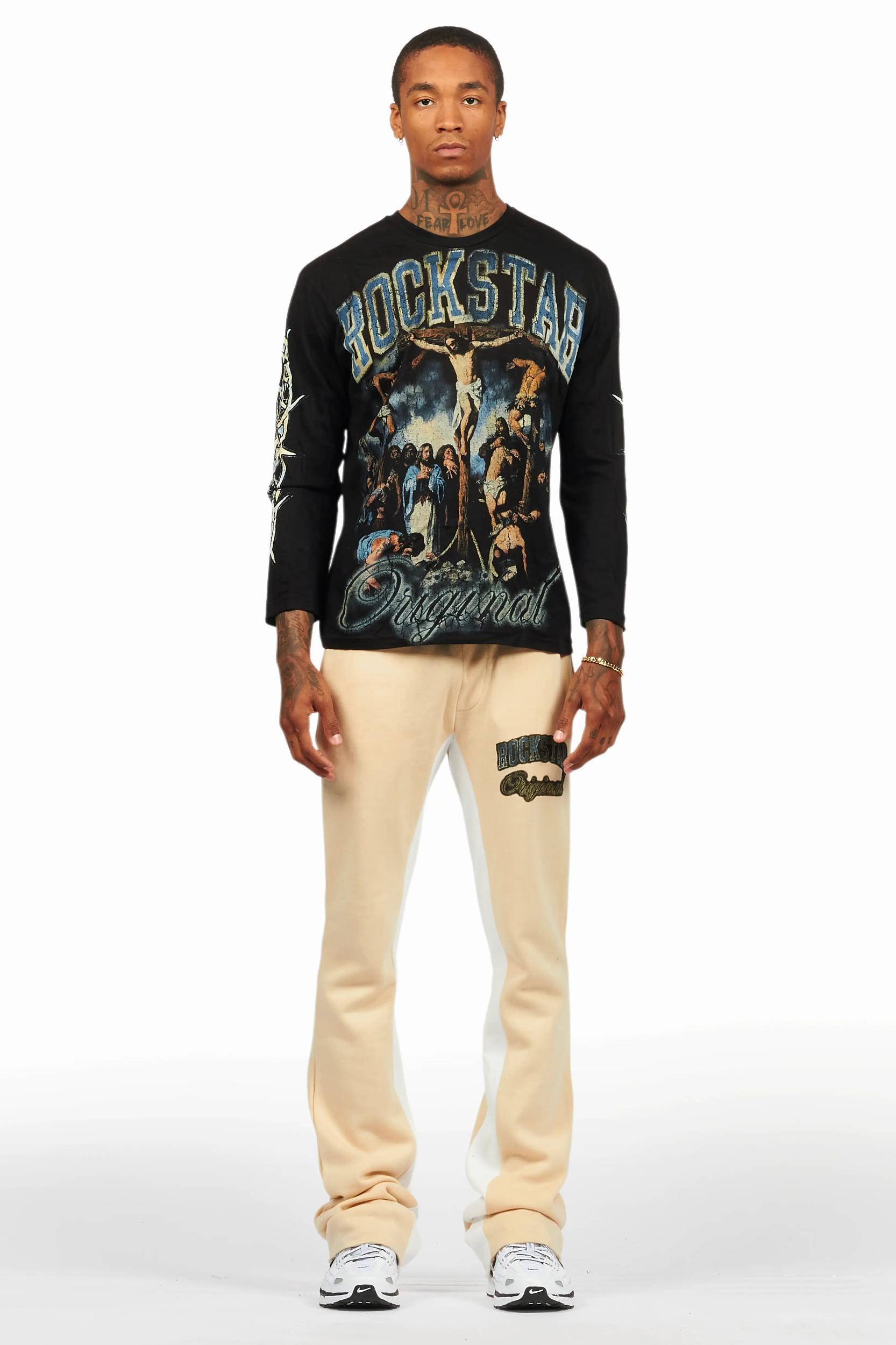 Waller Black/Burgundy Long Sleeve T-Shirt/Baggy Pant Set Male Product Image