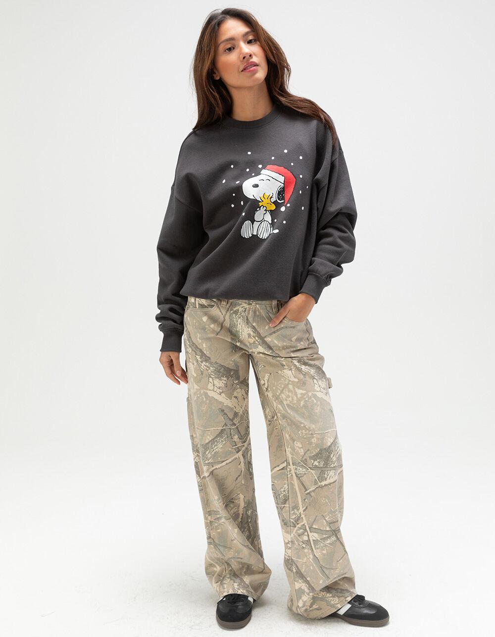 RSQ x Peanuts Snow Mens Oversized Crewneck Sweatshirt - BLACK Product Image