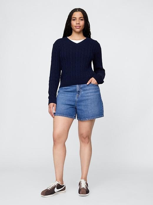 4.75" High Rise A-Line Denim Short Product Image