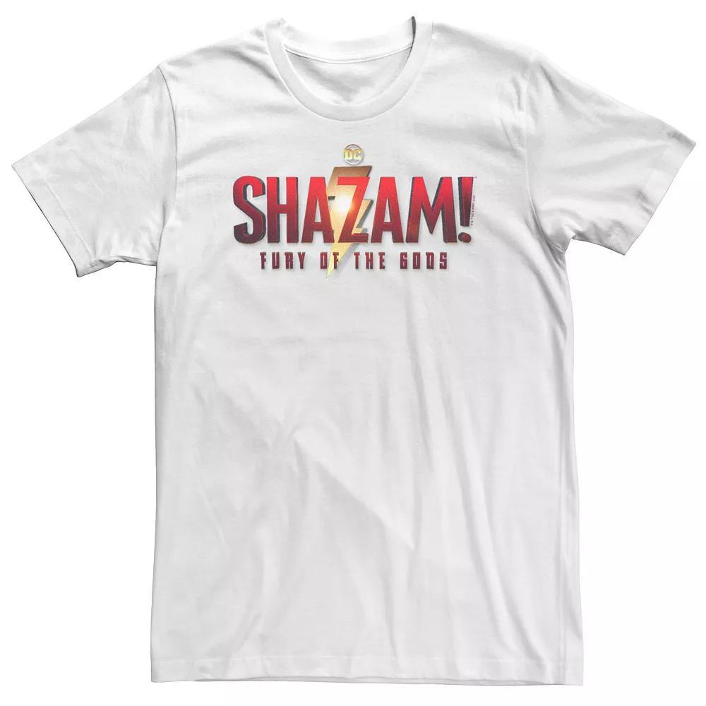 Big & Tall Shazam Fury Of The Gods Simple Logo Lightning Bolt Shazam Logo DC Logo Tee, Men's, Size: XL Tall, White Product Image