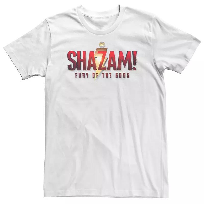Big & Tall Shazam Fury Of The Gods Simple Logo Lightning Bolt Shazam Logo DC Logo Tee, Men's, Size: XL Tall, White Product Image