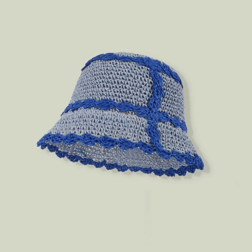 Contrast Trim Straw Bucket Hat Product Image