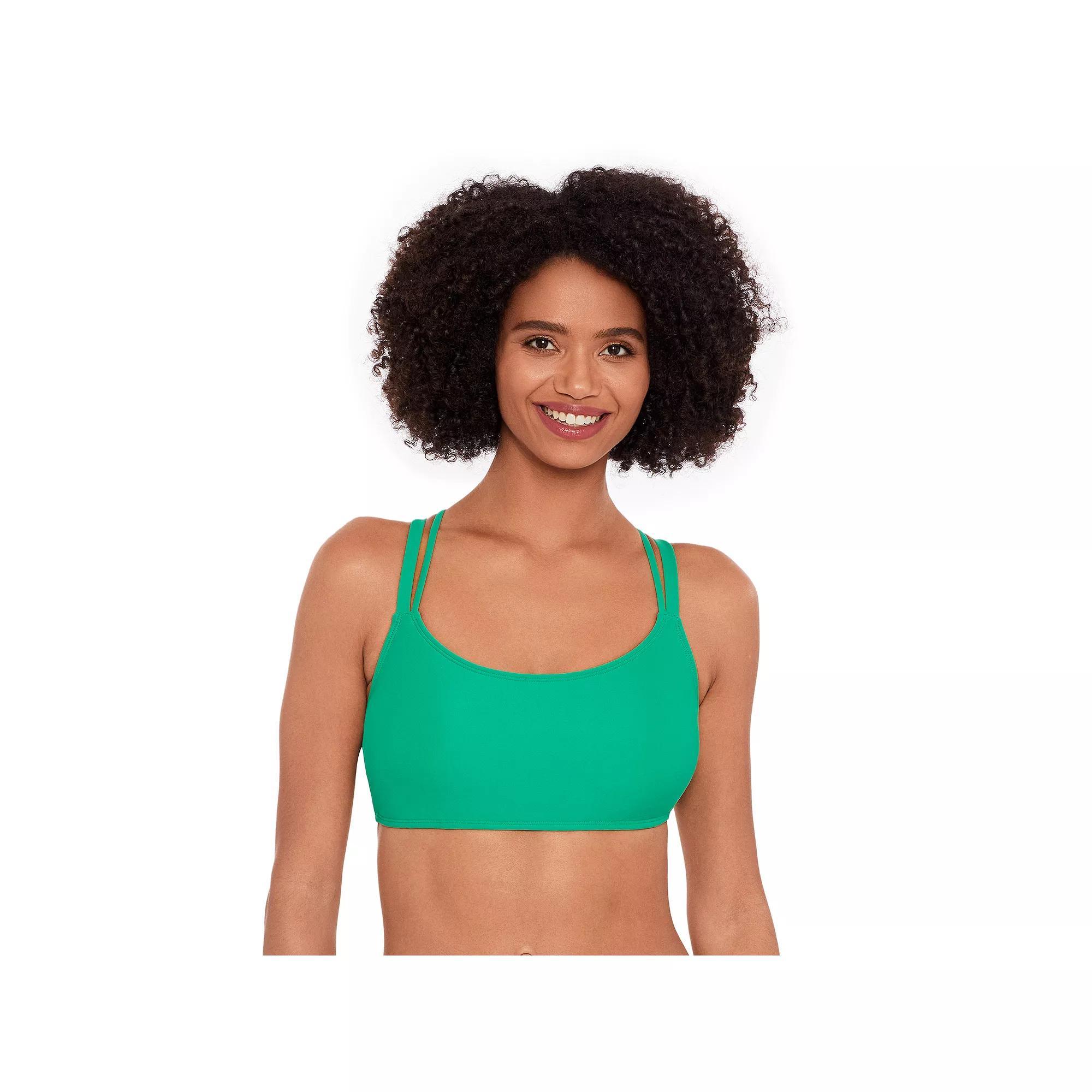 Women's Eco Beach Scoopneck Hook Back Bikini Top, Size: Small, Kelly Green Product Image