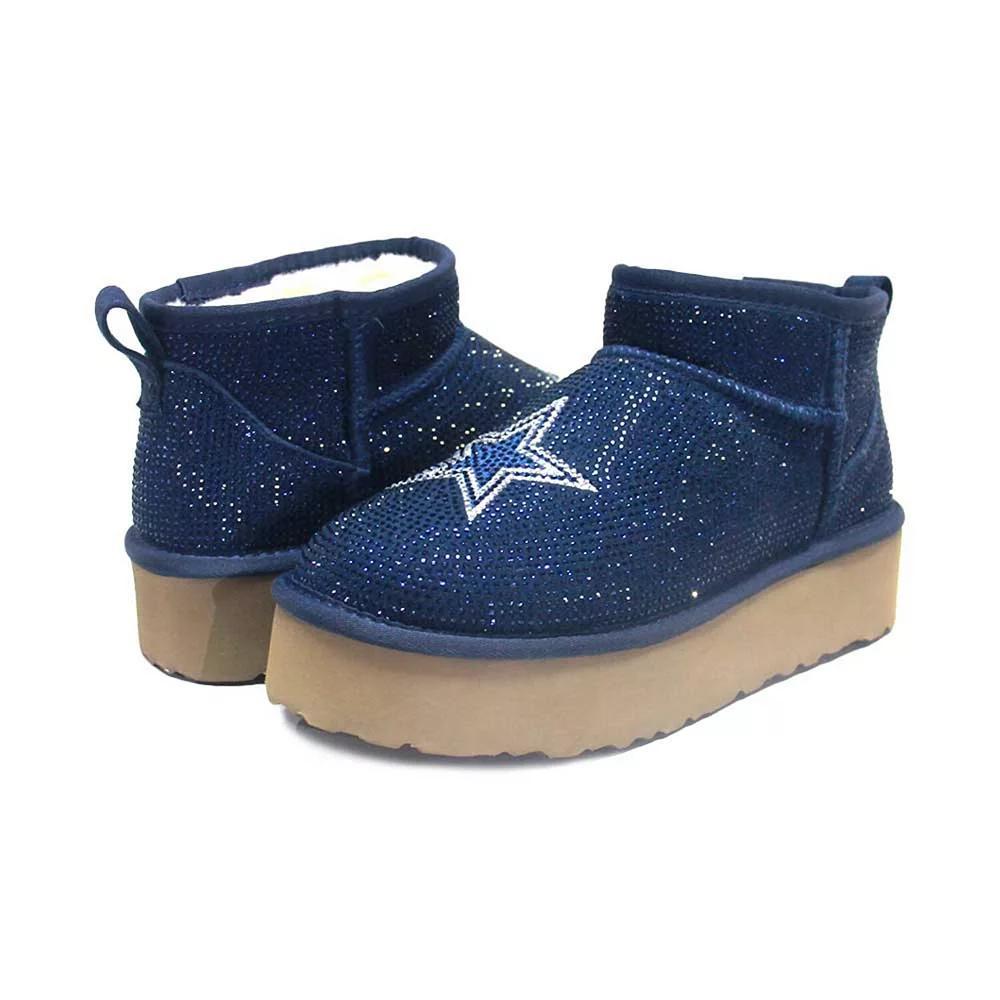 Women's Cuce Navy Dallas Cowboys Crystal Platform Boots, Size: 7, Blue Product Image
