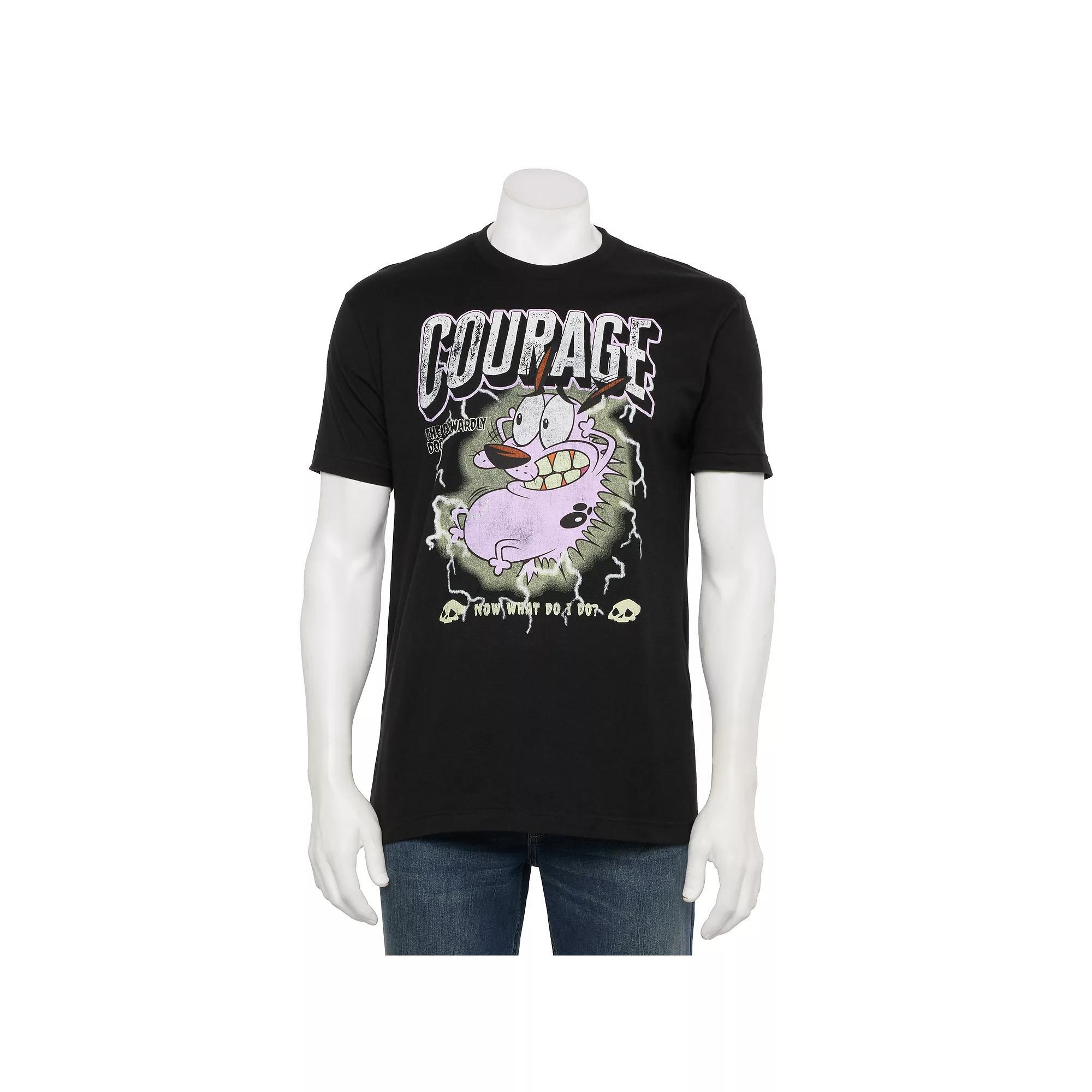 Men's Courage the Cowardly Dog Vintage Distressed "Now What Do I Do?" Graphic T-Shirt, Size: Medium, Black Product Image