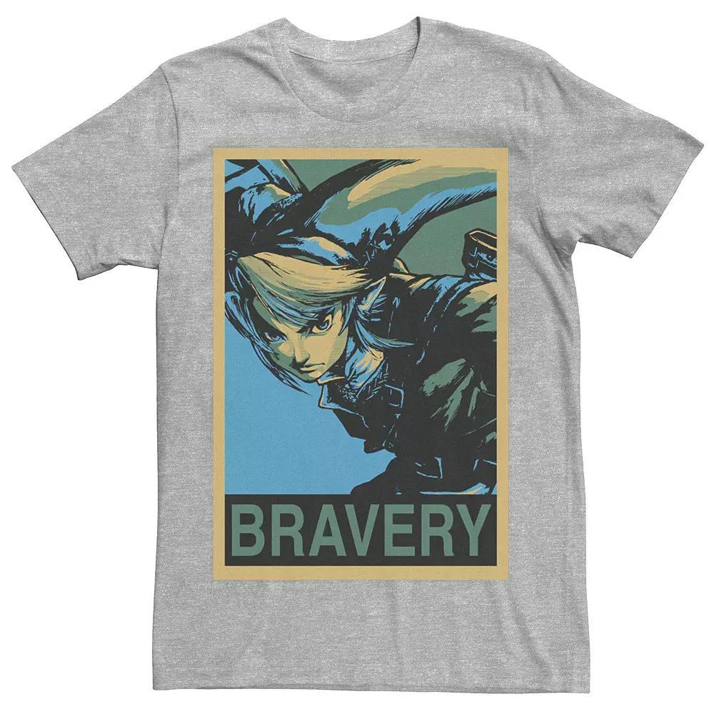 Men's Zelda Link Bravery Poster Tee, Size: Small, Athletic Grey Product Image
