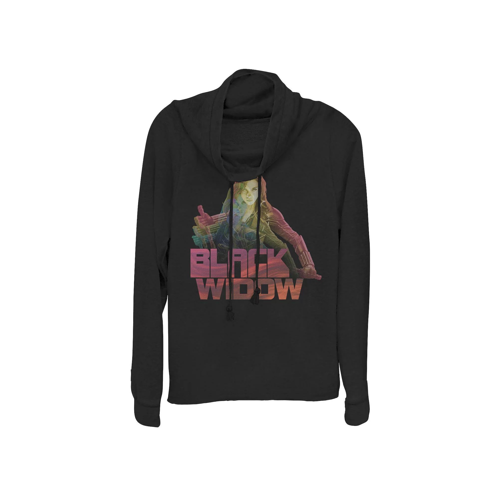 Juniors' Marvel Black Widow Cowlneck Graphic Lightweight Long Sleeve, Girl's, Size: XXL Product Image