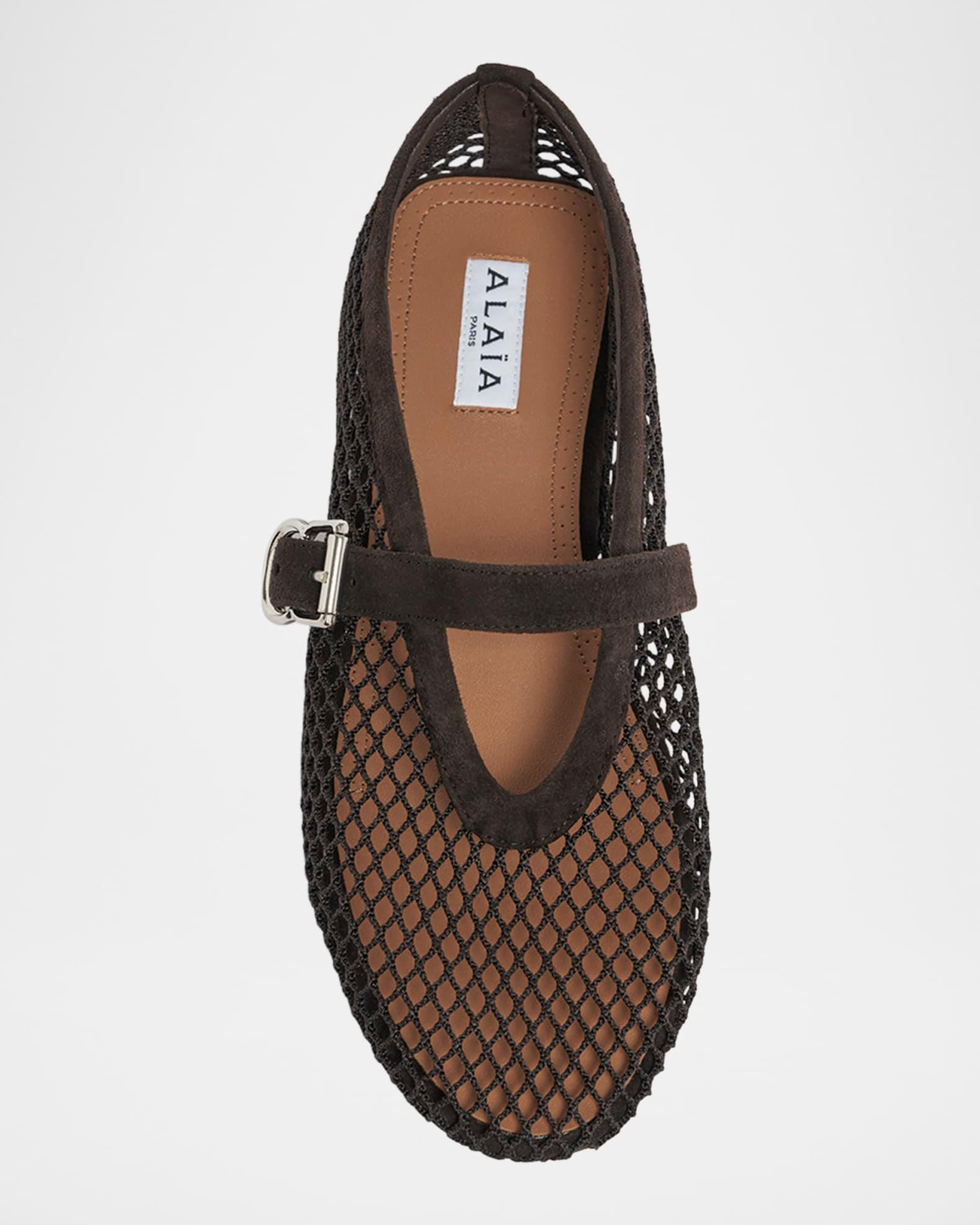 Mesh Mary Jane Suede Ballerina Flats Product Image
