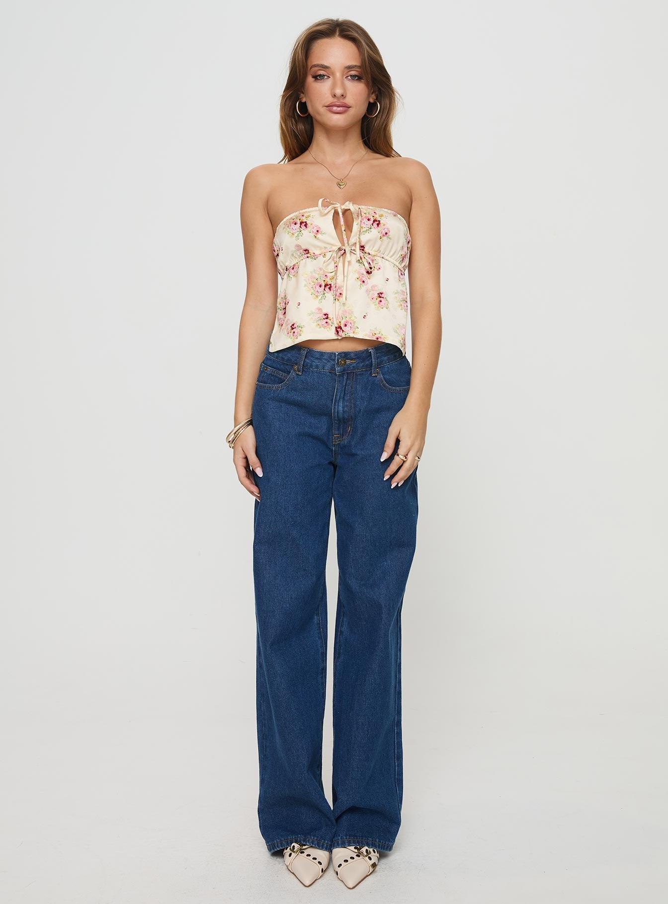 Eithanale Strapless Top Cream / Floral Product Image