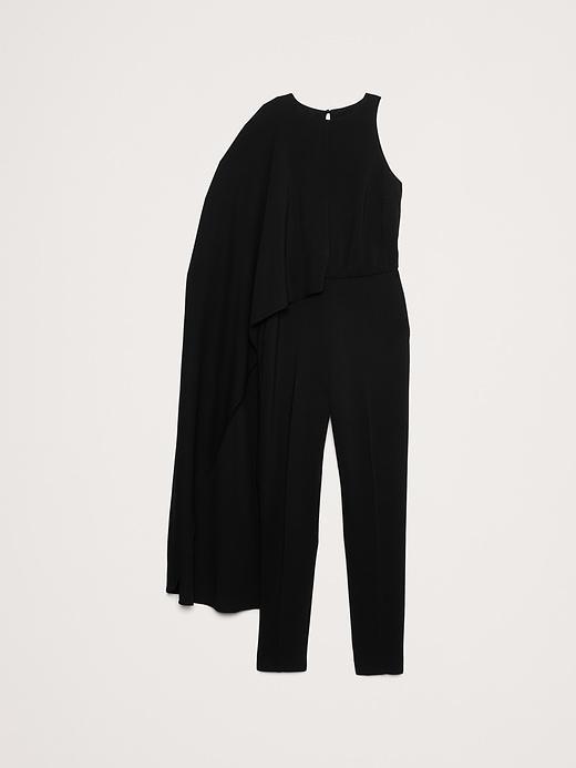 Crepe Cape-Shoulder Jumpsuit Product Image