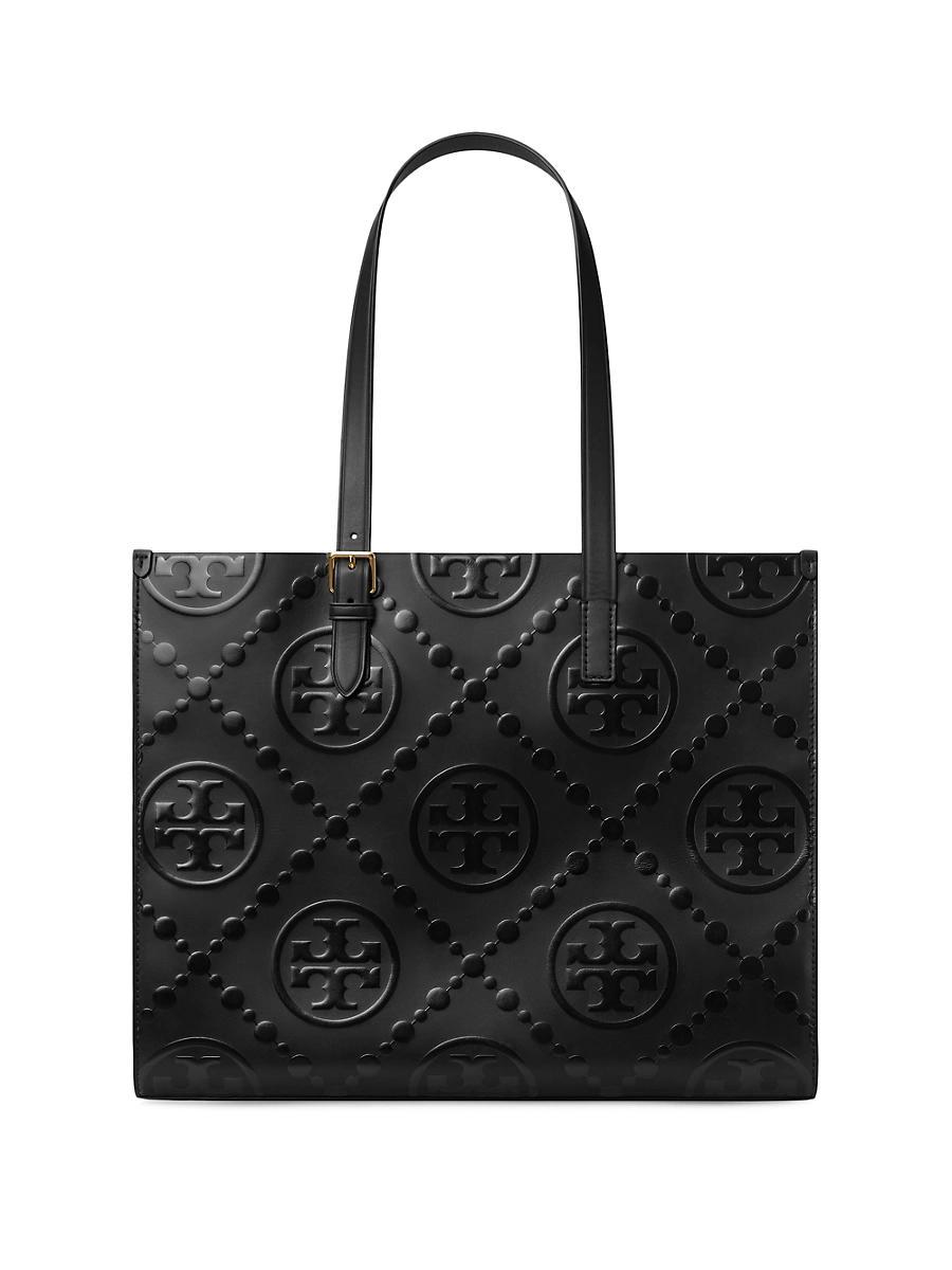Womens T Monogram Embossed-Leather Tote Bag Product Image