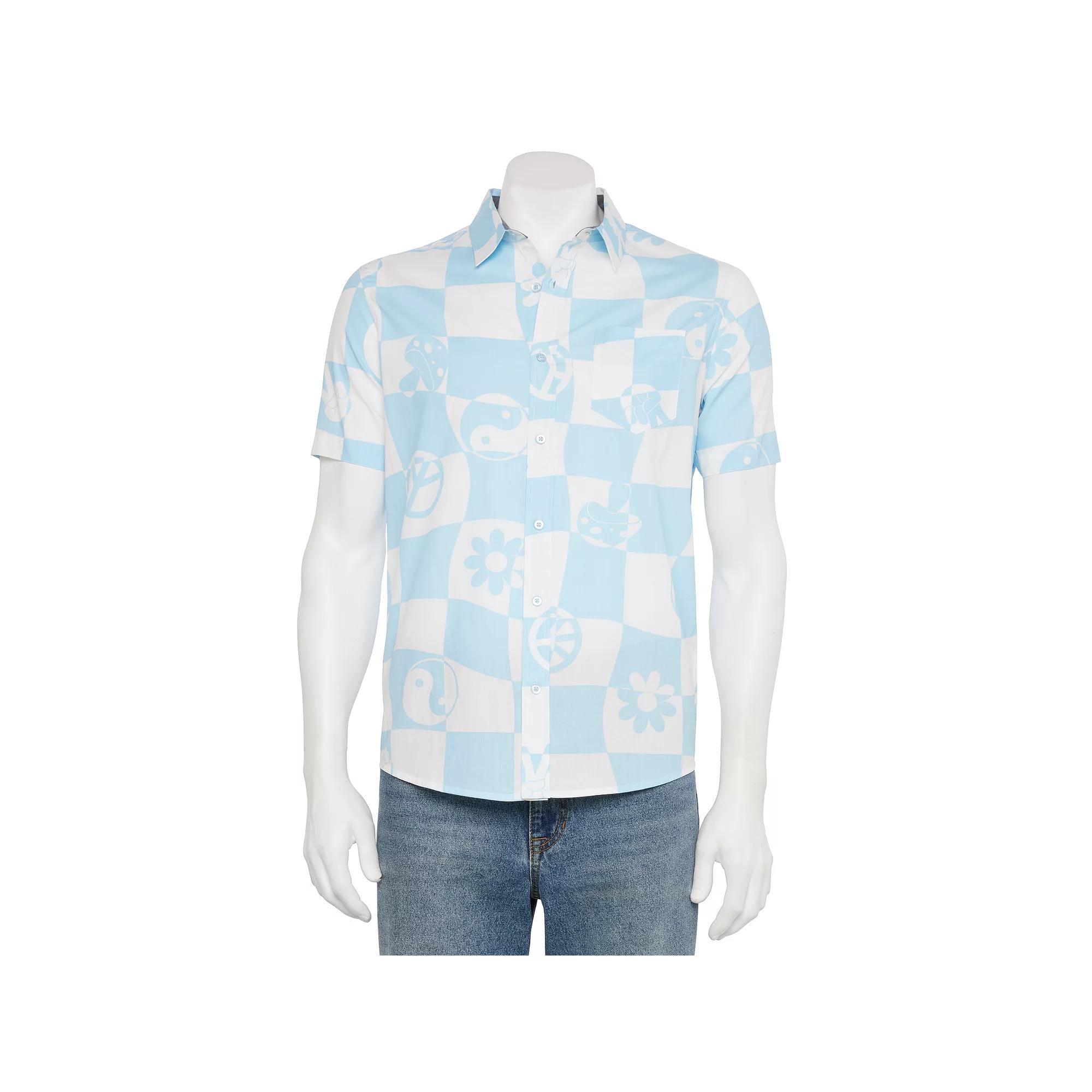 Mens Retrofit Short Sleeve Button Up Woven Tee Product Image