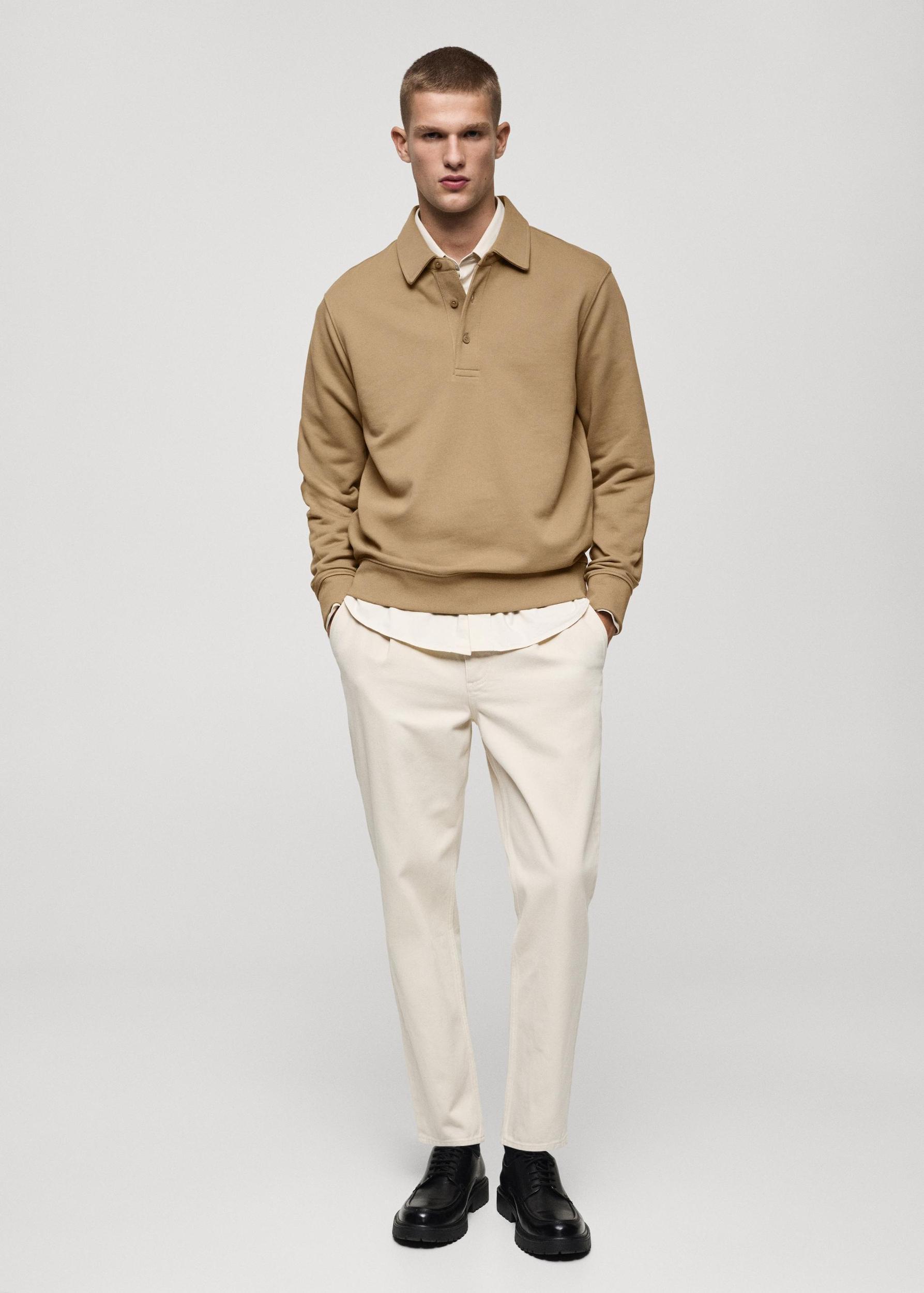 100% cotton polo sweatshirt - Men | MANGO USA Product Image
