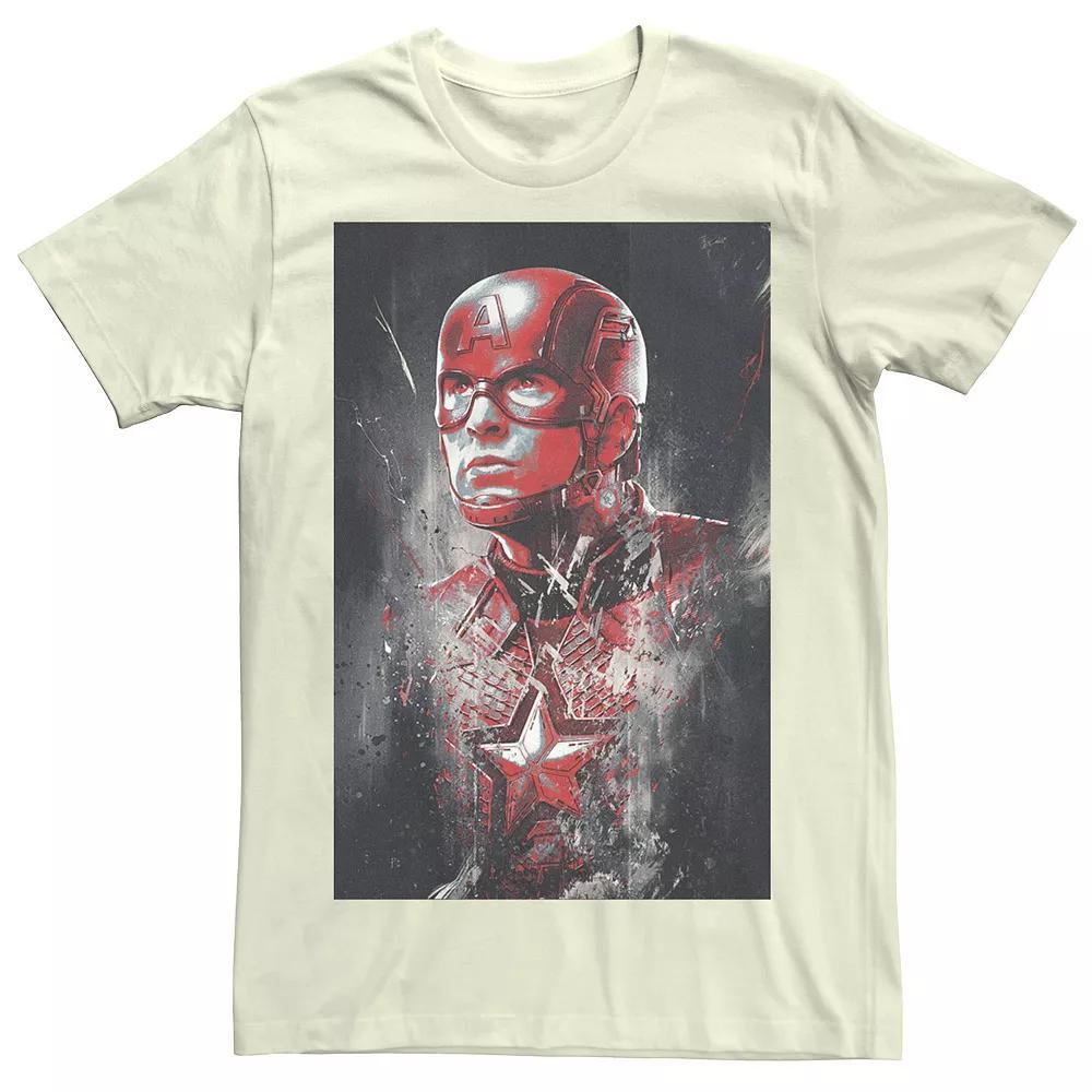 Men's Marvel Captain America Distressed Painting Poster Tee, Size: Medium, Natural Product Image
