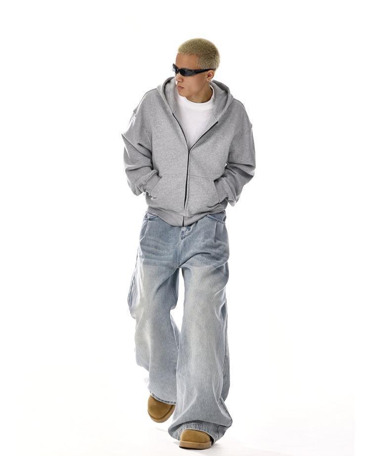 RT No. 12060 WASHED BLUE RELAX STRAIGHT DENIM JEANS Product Image