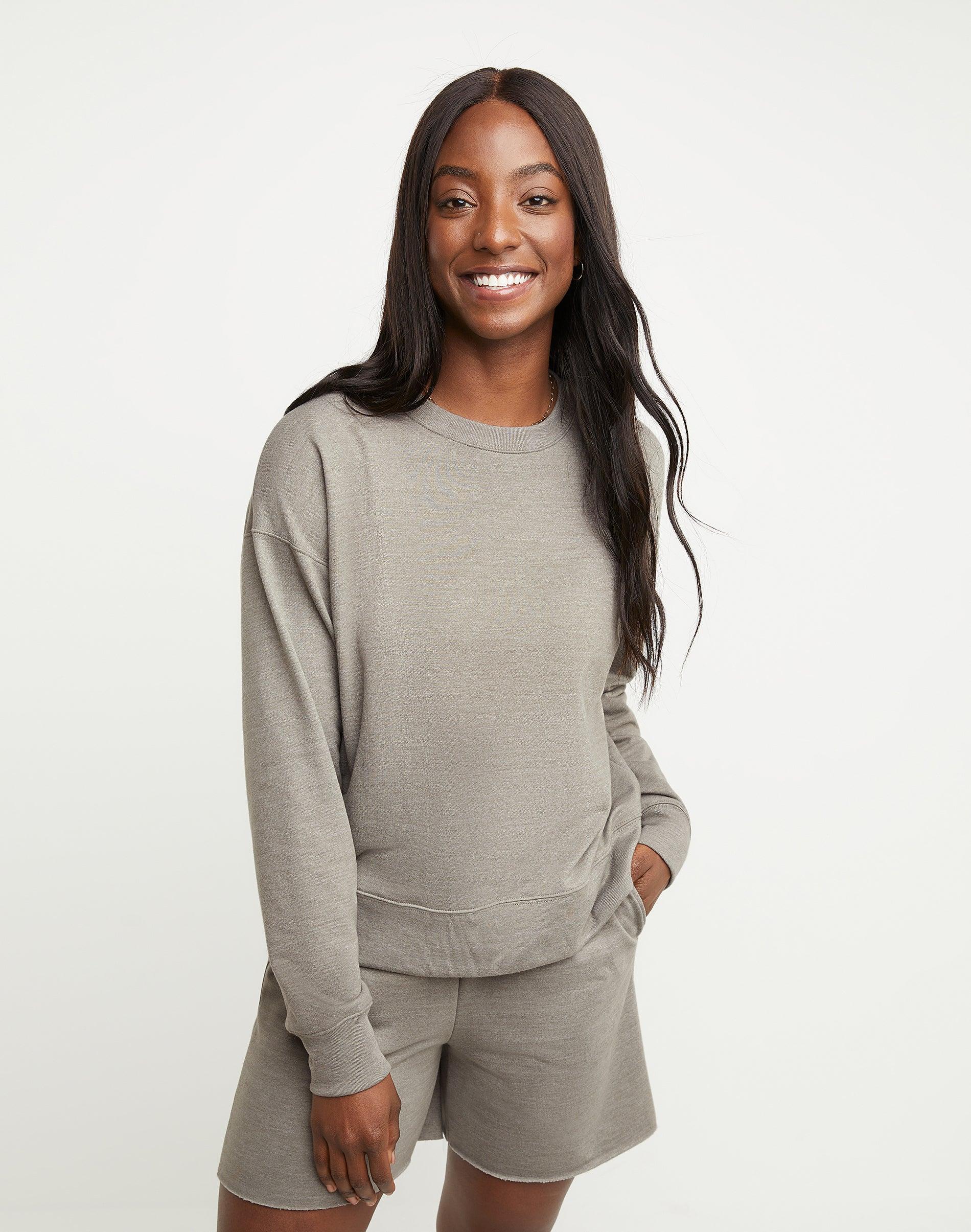 Women's Hanes Originals French Terry Sweatshirt, Size: Medium, Black 50r Pe Grey Product Image