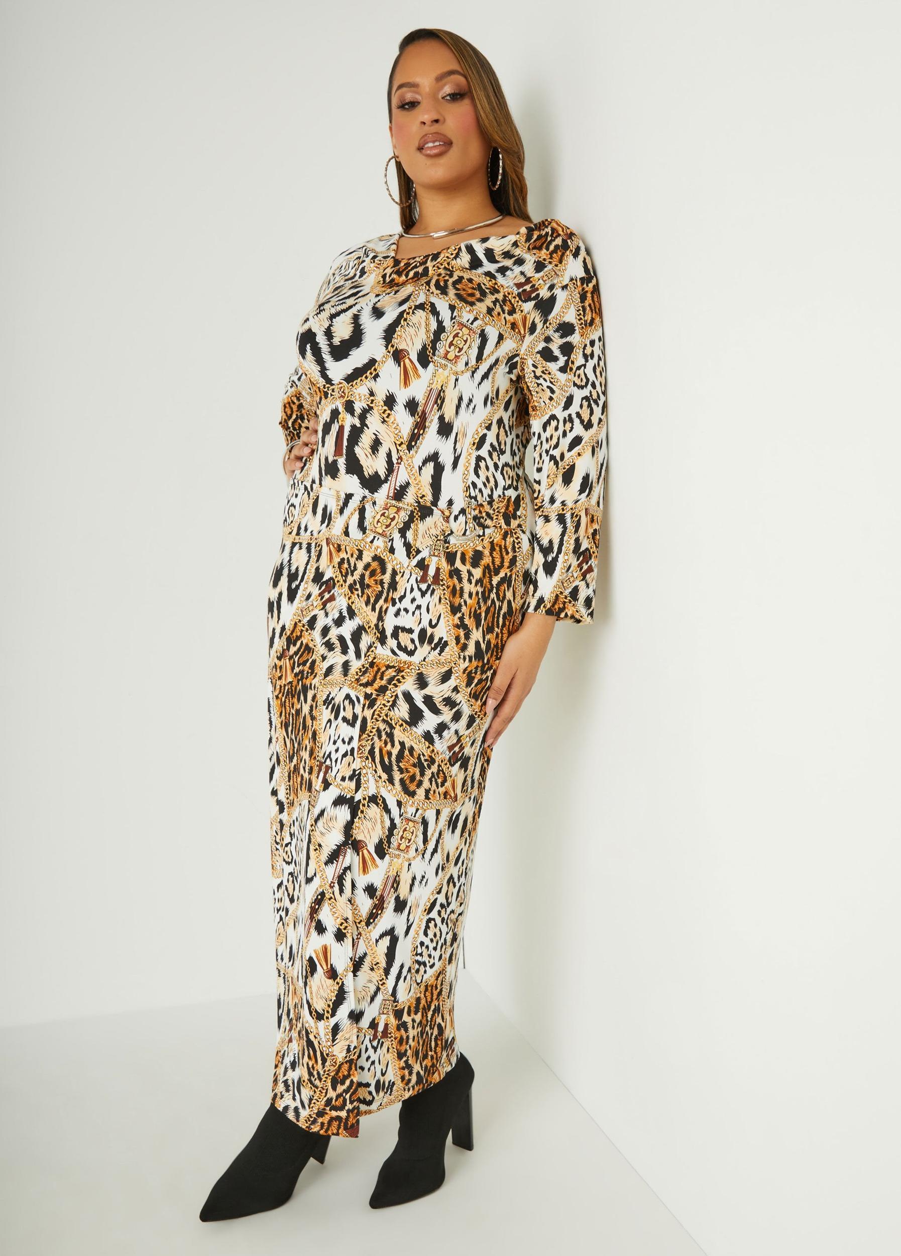 Plus Size Leopard Faux Wrap Maxi Dress Ashley Stewart Product Image