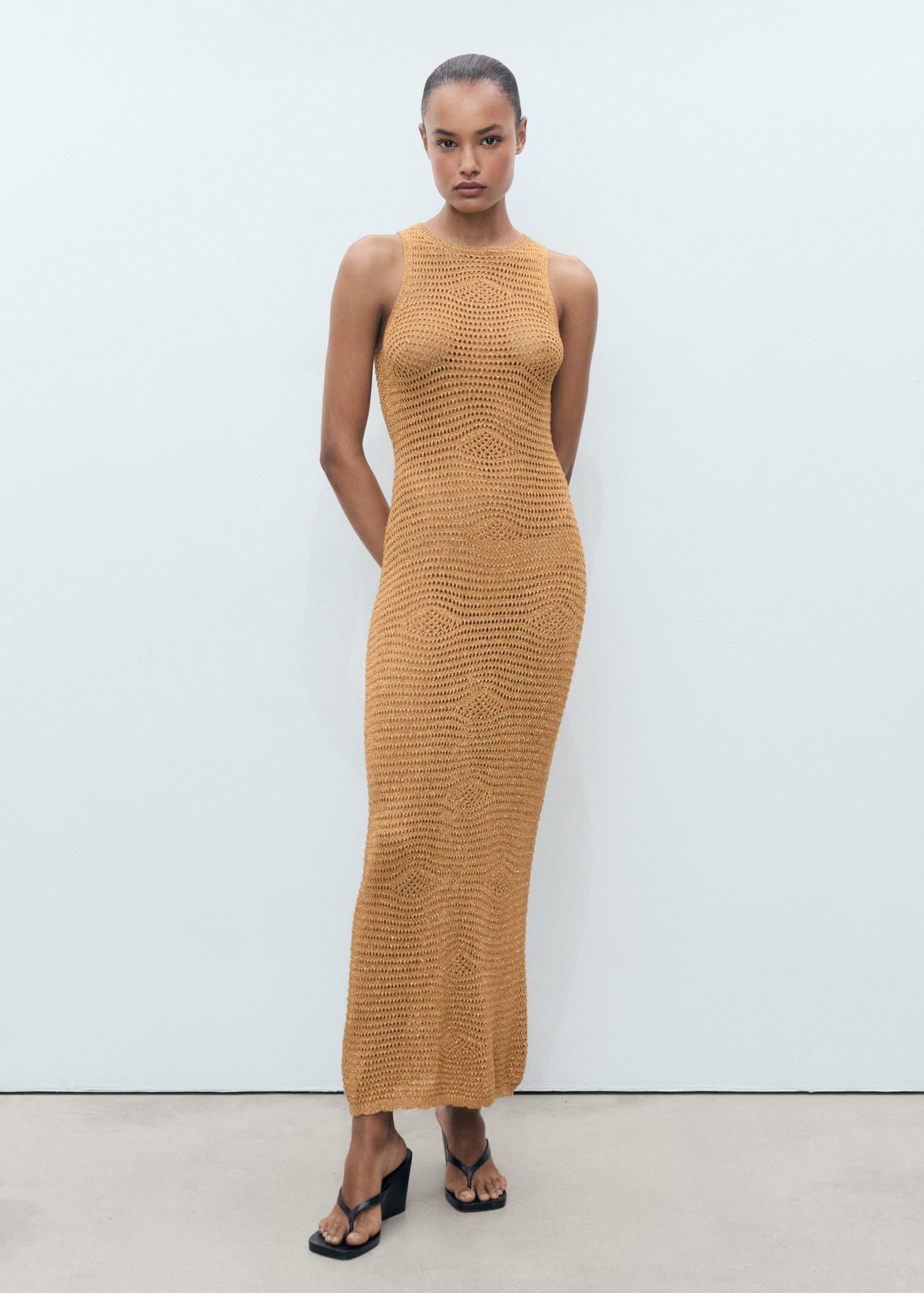 Openwork lurex dress - Women | MANGO USA Product Image