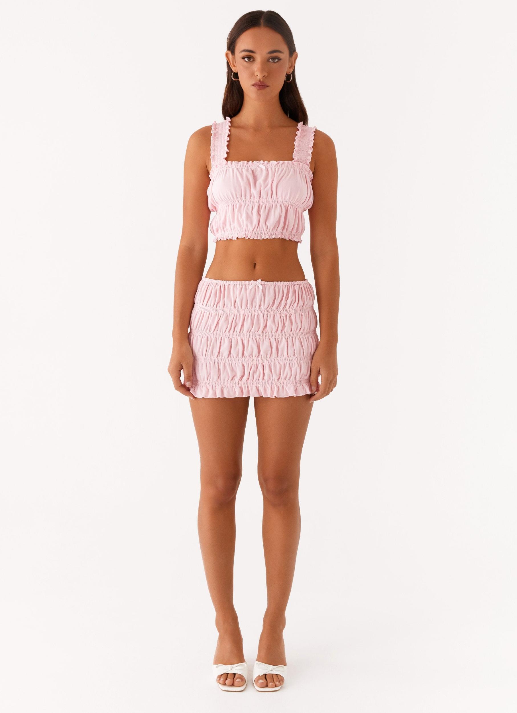 Off By Heart Shirred Top - Blush Product Image