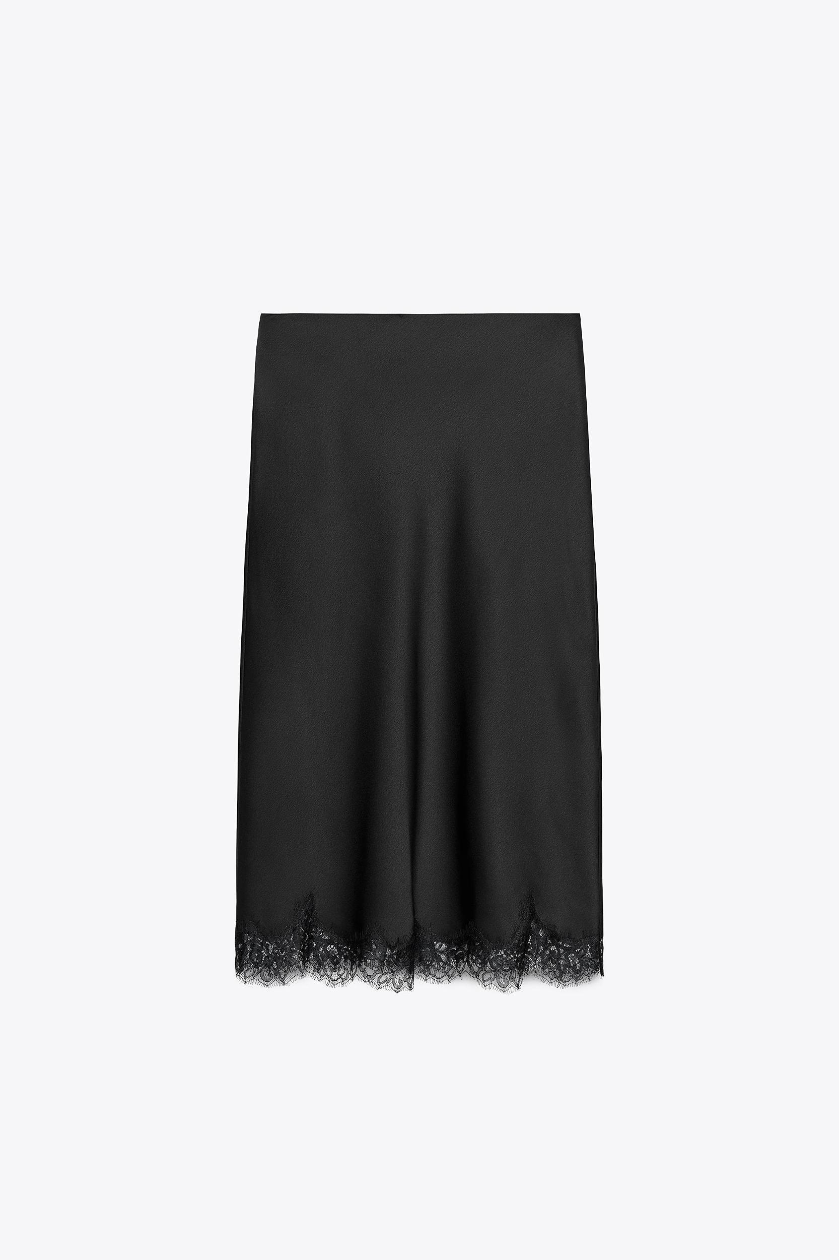 SATIN EFFECT LACE SKIRT ZW COLLECTION Product Image