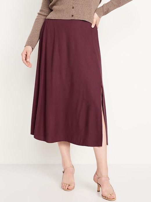 Smocked-Waist Midi Skirt Product Image