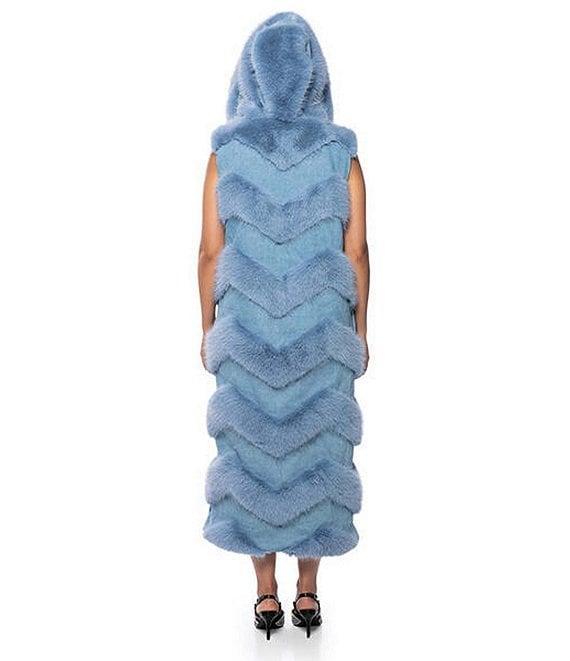 Azalea Wang Jemi Sleeveless Faux Fur Collared Long Vest Product Image