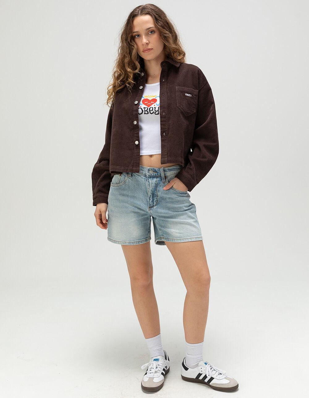 OBEY Marilyn Womens Long Sleeve Corduroy Shirt - JAVA Product Image