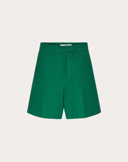 STRETCH COTTON CANVAS BERMUDA SHORTS WITH RUBBERIZED V DETAIL Product Image