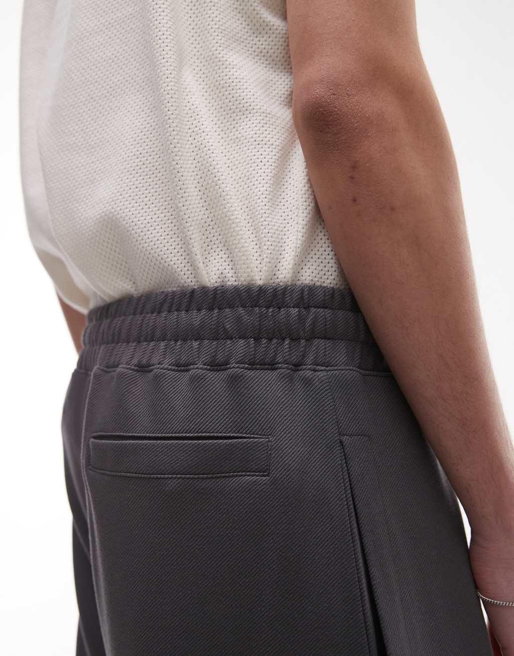 Topman premium straight fit twill sweatpants in charcoal Product Image