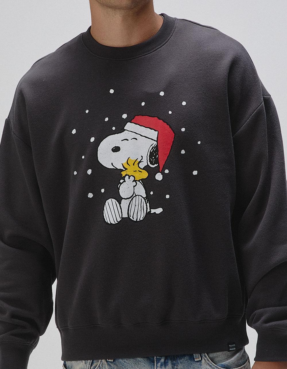 RSQ x Peanuts Snow Mens Oversized Crewneck Sweatshirt - BLACK Product Image