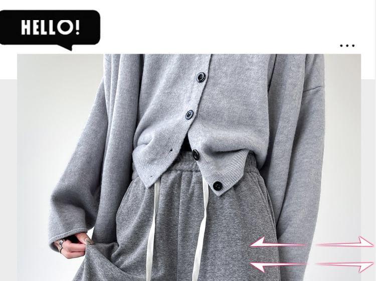High-Rise Drawstring Plain Sweatpants Product Image