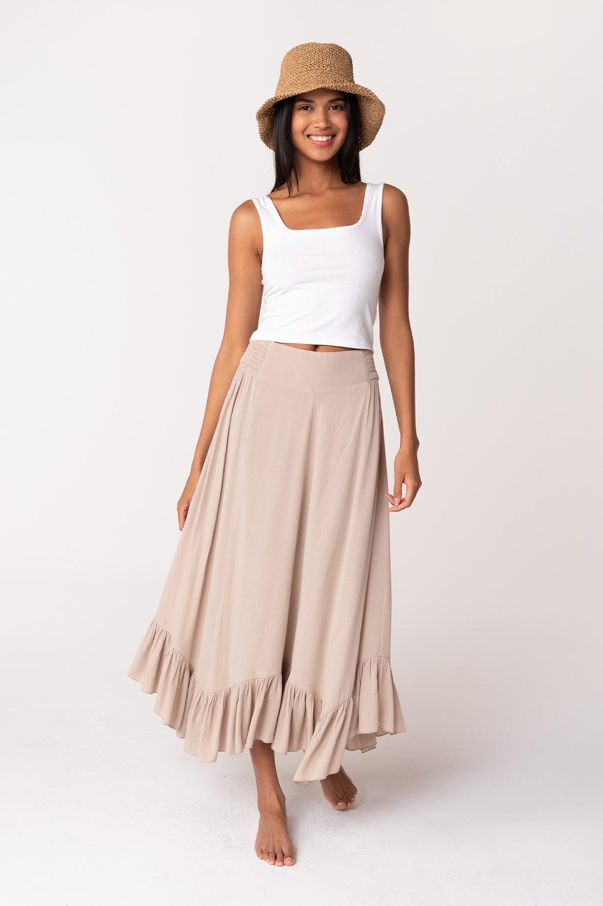 Flowy Smocked Ruffle Hem Skirt Product Image