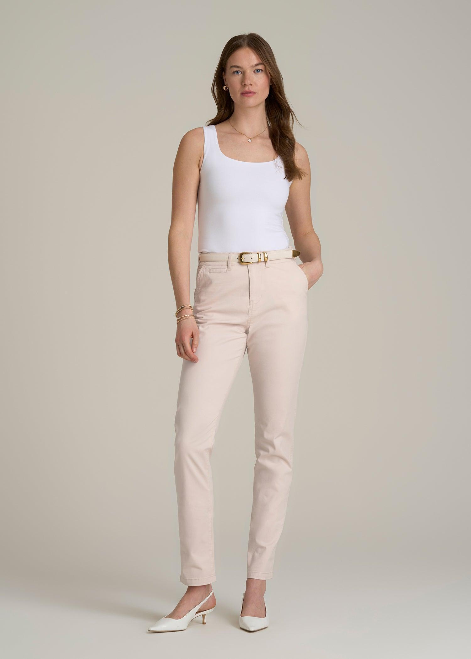 High Rise Tapered Chino Pants for Tall Women in Shell Product Image