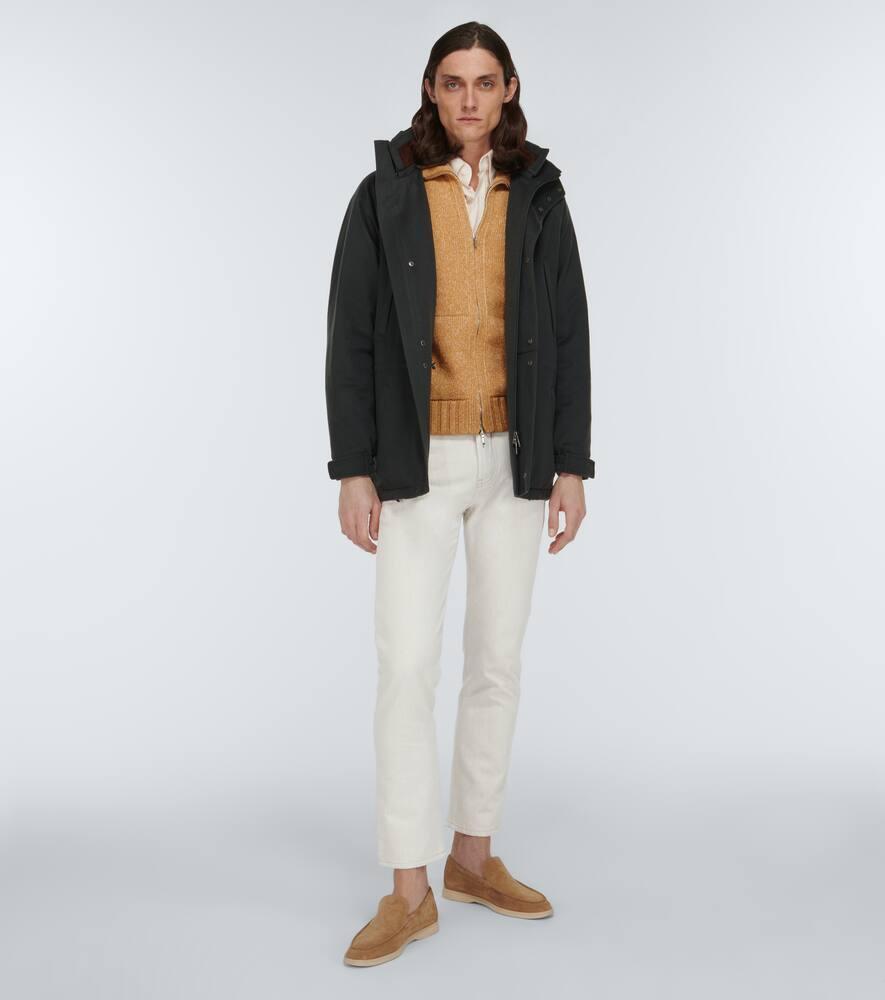 LORO PIANA Men's Cashmere Knit Full-zip Bomber Sweater In Neutrals Product Image