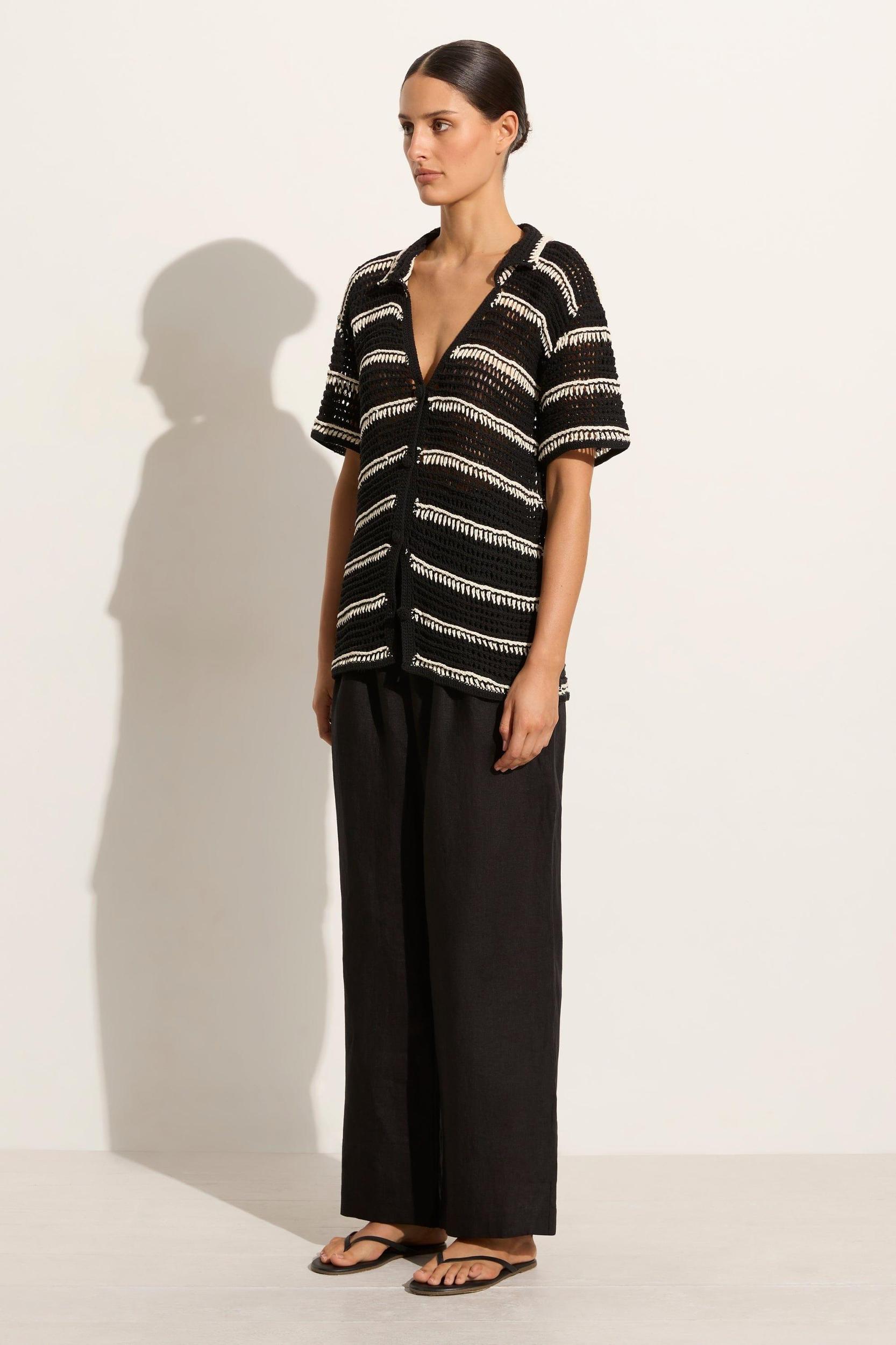 Gioia Handmade Crochet Shirt Black/Off White - Final Sale Product Image