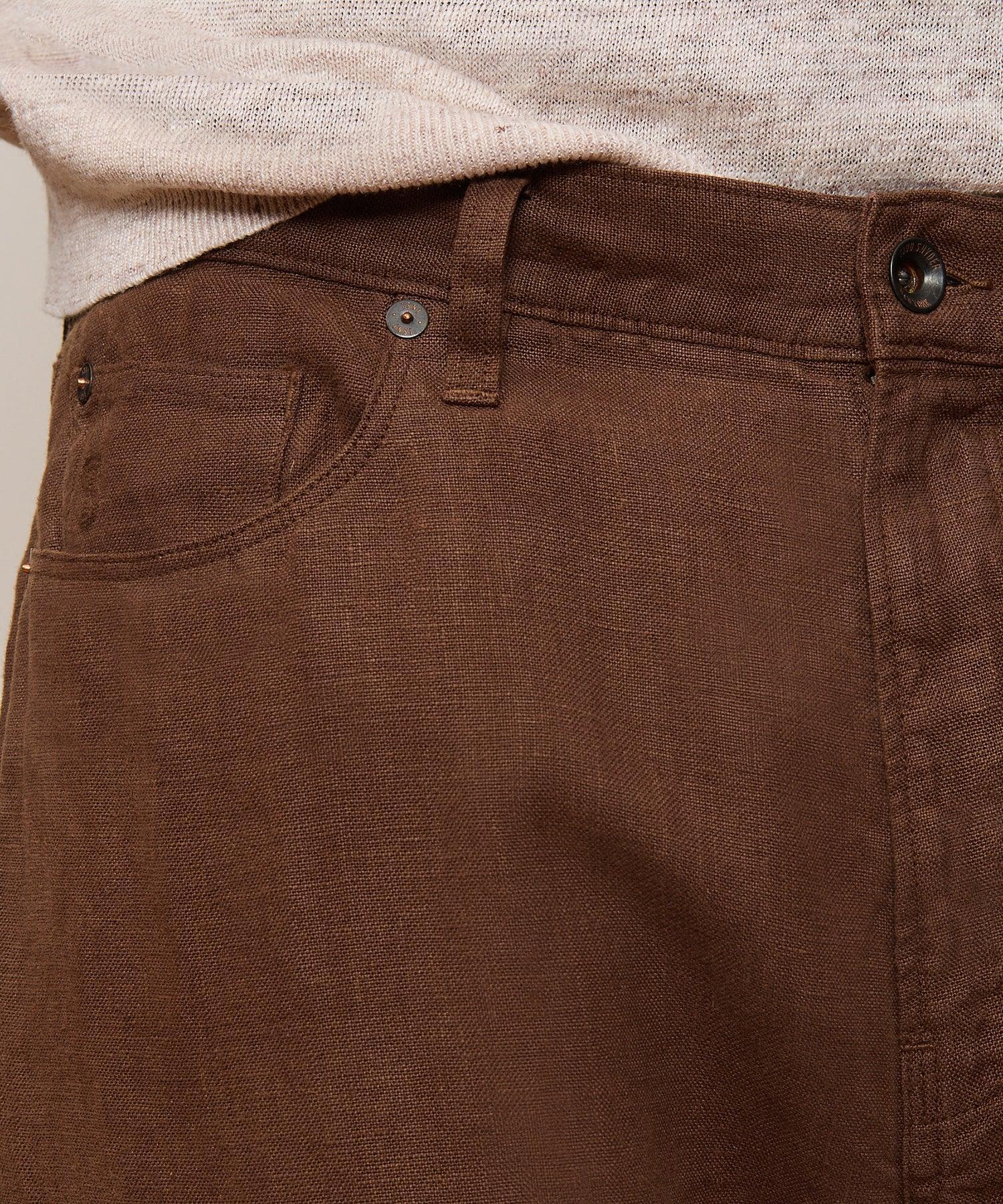 Vintage Straight Fit 5-Pocket Linen Pant Male Product Image
