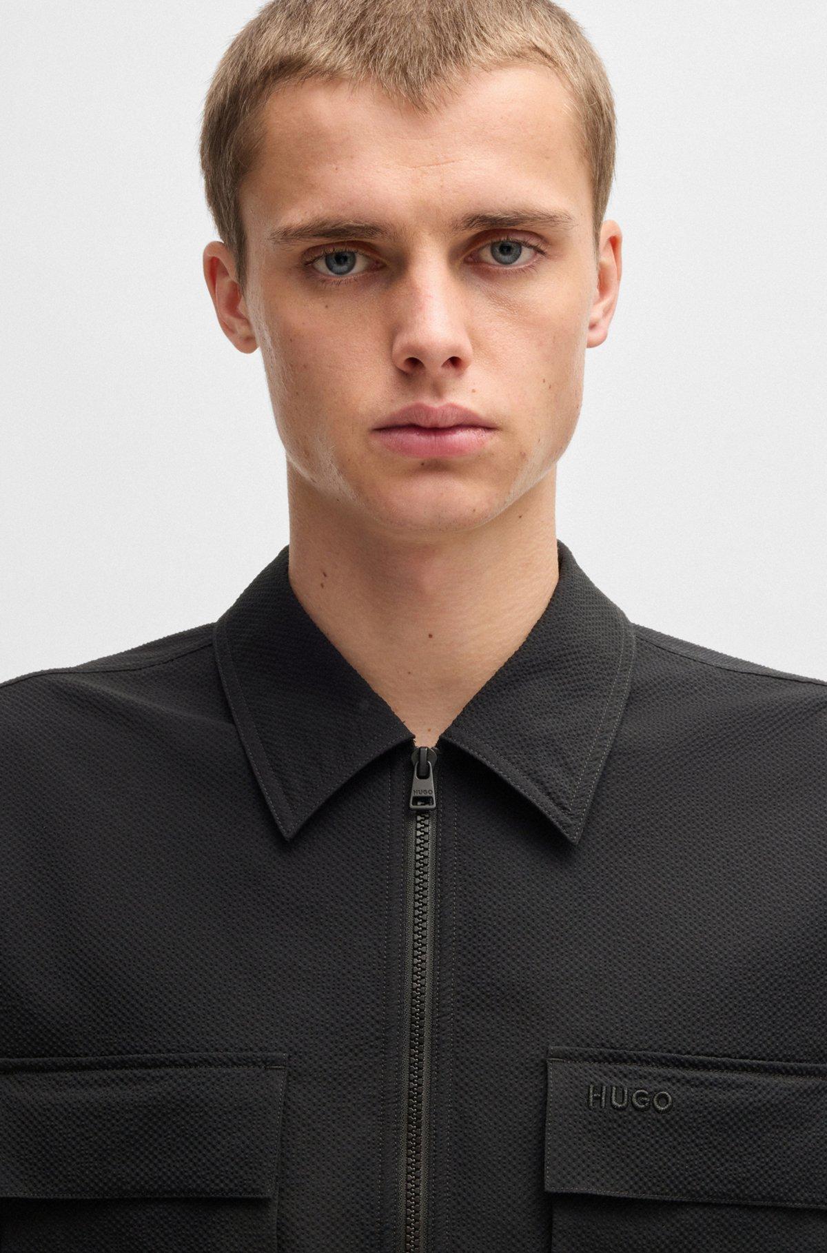 Oversize-fit overshirt in water-repellent seersucker Product Image