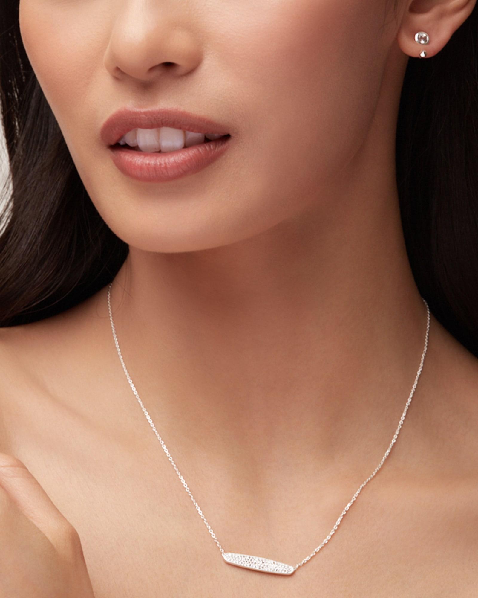 Kendra Scott Mattie Sterling Silver Pave Pendant Necklace in White Diamond | Diamonds Product Image