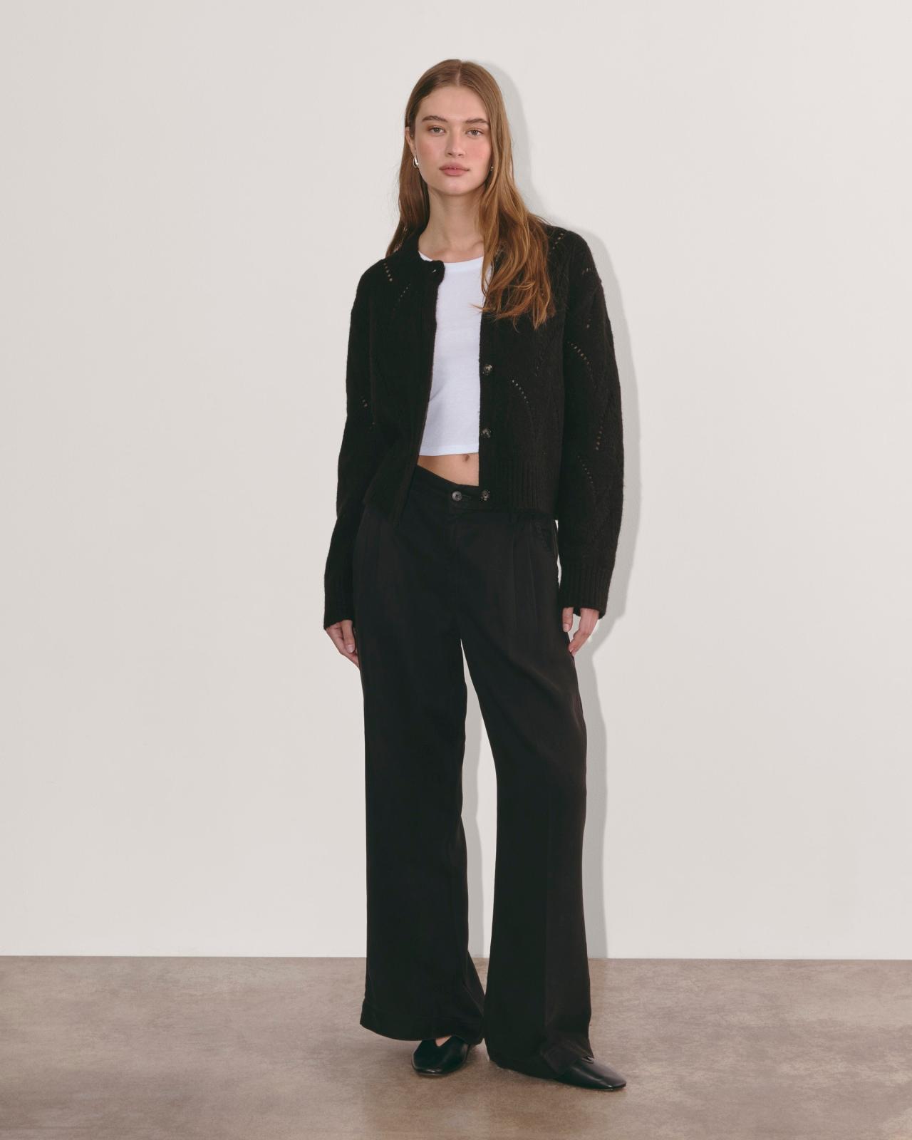 The Pointelle Cardigan in Cloud Product Image