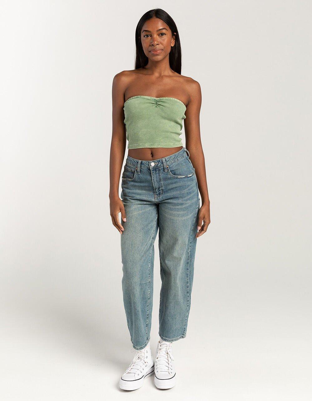 RSQ Womens Washed Cinch Tube Top - GREEN Product Image