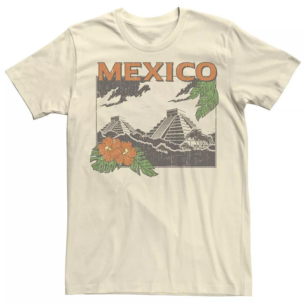 Men's Travel Apparel Mexico Pyramids Poster Tee, Size: 3XL, Natural Product Image