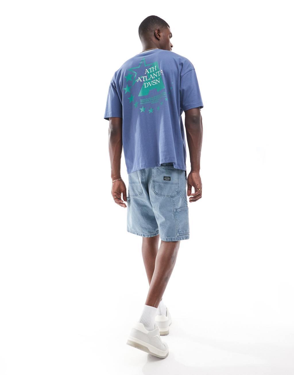 ASOS DESIGN oversized t-shirt with front and back print in blue Product Image