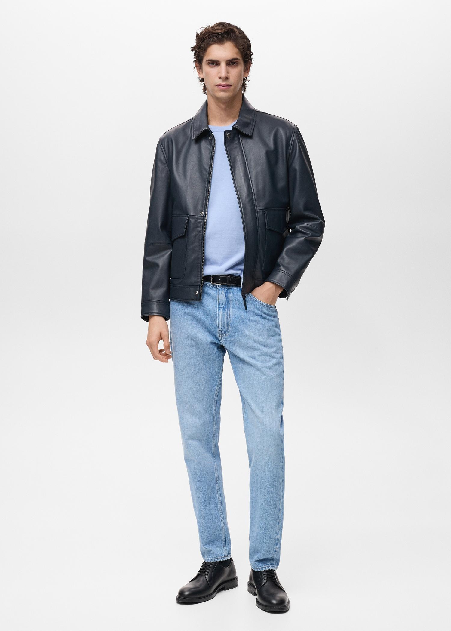 Tapered-fit selvedge jeans - Men | MANGO USA Product Image