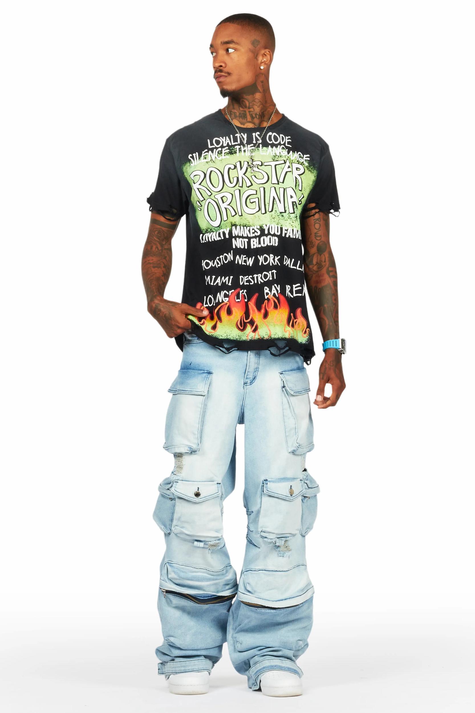 Mahesh Blue Baggy Cargo Jean Male Product Image