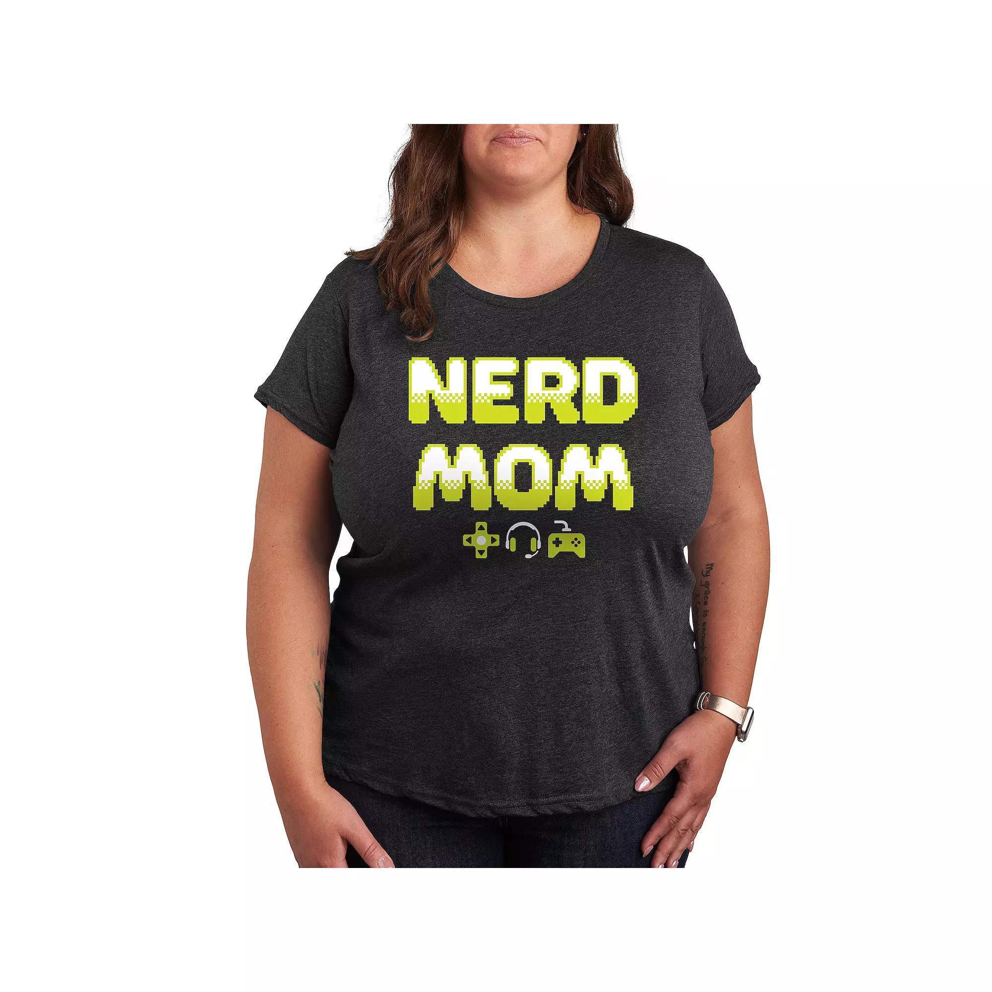 Plus Nerd Mom Graphic Tee, Womens Heather Grey Product Image