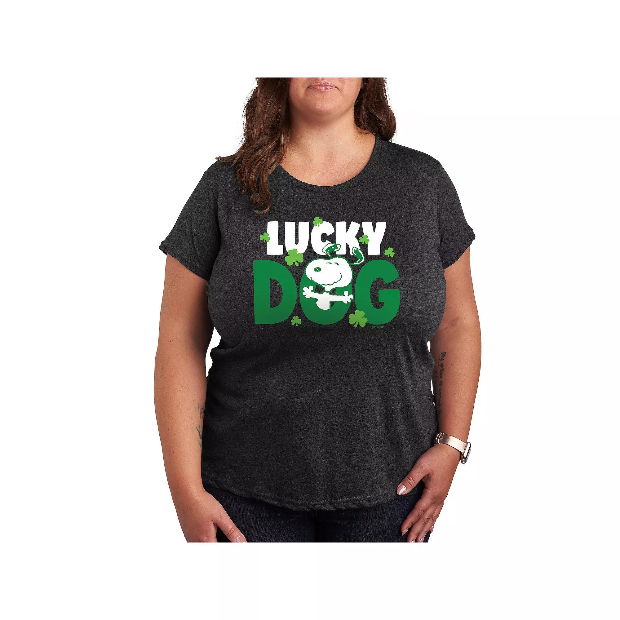 Plus Peanuts Snoopy Lucky Dog Graphic Tee, Womens Product Image